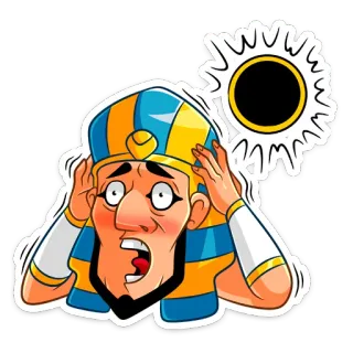 😳 ac912d8b faraon, egipski, szok, strach, kreskówka, król, starożytny egipt, zaćmienie słońca telegram sticker