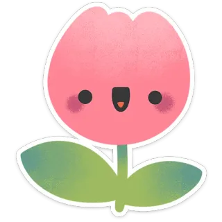 🙂 19dcbf98 fiore, tulipano, kawaii, carino, primavera, pianta, natura, cartone animato telegram sticker