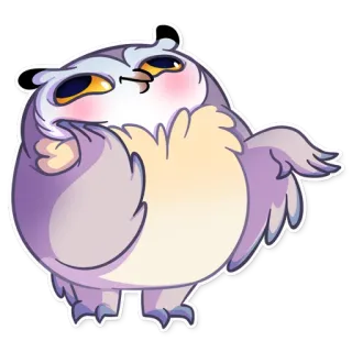 😊 d139827d búho, pegatina, dibujo animado, animal, pájaro, morado, lindo, gracioso telegram sticker