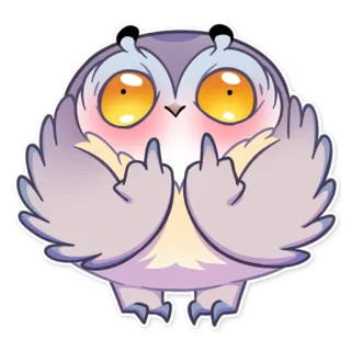 🖕 deefd5a7 búho, pegatina, pájaro, dedo corazón, ofensivo, dibujo animado telegram sticker