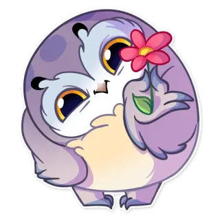 🌸 e74082a5 búho, flor, lindo, pegatina, dibujo animado, animal telegram sticker