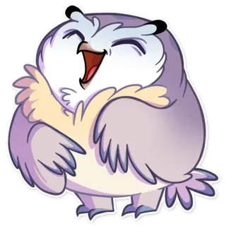 😆 1599054a owl, bird, animal, cartoon, cute, funny, happy, sticker telegram sticker