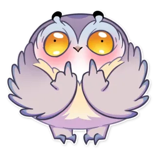 🖕 d952fc17 owl, cartoon, bird, flipping the bird, middle finger, rude, offensive telegram sticker