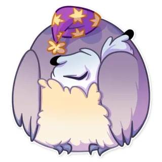 😴 de1e7743 owl, sleeping, cartoon, cute, sleepy, bird, animal, nightcap telegram sticker