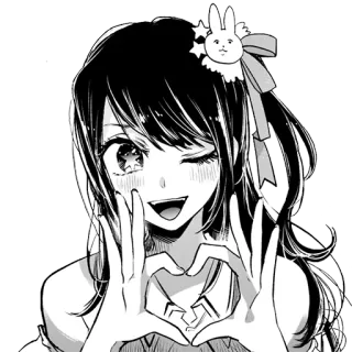 ❤️ 0870d472 Anime, Manga, Dziewczyna, Słodkie, Serce, Mrugnięcie telegram sticker