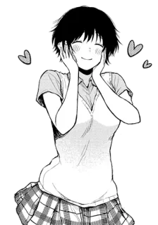 🥰 0cb9bba5 dziewczyna anime, słodka, uśmiechnięta, serca, spódnica, mundurek szkolny telegram sticker