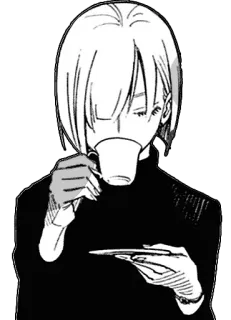 🍵 209810f9 osoba, picie, herbata, kawa, manga, anime, portret telegram sticker