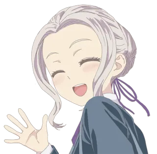 👋 8c44bdb7 dziewczyna anime, kreskówka, uśmiechnięta, machająca, słodka telegram sticker