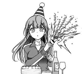 🎉 99346651 anime, urodziny, dziewczyna, ciasto, impreza, konfetti telegram sticker
