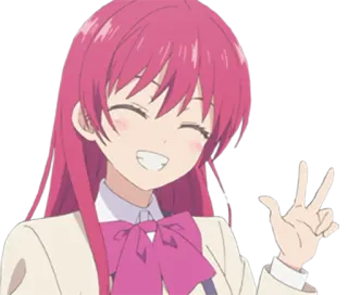 3️⃣ a1a30f59 Anime, Kreskówka, Różowe włosy, Dziewczyna, Wesoła, Uśmiech telegram sticker