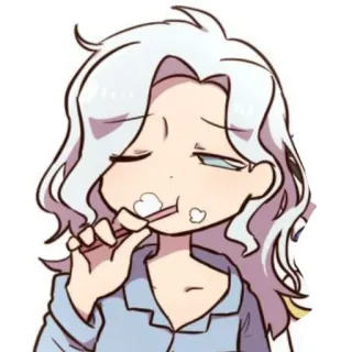 📷 a490d706 Cartoon, Mädchen, verschlafen, Zahnbürste, Morgen, Anime telegram sticker