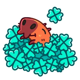 🤞 00abfa93 koniczyna, słodki, kreskówka, zwierzę, szczęście, czterolistna koniczyna telegram sticker