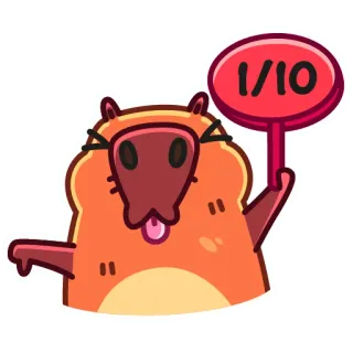 👎 fb82e560 1/10 kapibara, ocena, wynik, humor, kreskówka, zwierzę telegram sticker