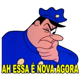 😉 4273a282 AH ESSA É NOVA AGORA 만화, 경찰, 경찰관, 화난, 생각하는 telegram sticker