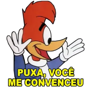 🤗 bab41d22 Woody Woodpecker PUXA, VOCÊ ME CONVENCEU 만화, 새, 나무, 딱따구리, 설득 telegram sticker