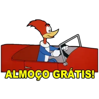 🍲 ff3b517f Woody Woodpecker ALMOÇO GRÁTIS! 우디 우드페커, 만화, 운전, 무료 점심, 무료 점심 telegram sticker