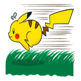🏃 384b2bcb Pikachu pikachu, pokemon, cartoon, anime, animal, grass, running whatsapp sticker