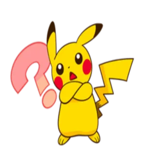 ❓ 9940df2f Pikachu pikachu, pokemon, question mark, thinking, confused whatsapp sticker