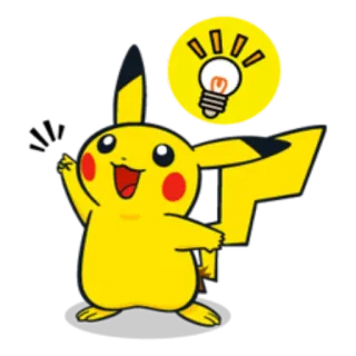 💡 be7e2601 Pikachu Pikachu, pokemon, cartoon, electric, character, lightbulb, idea whatsapp sticker