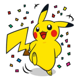 🎉 da66a646 Pikachu Pokemon pikachu, pokemon, anime, cartoon, yellow, cute, celebration, confetti whatsapp sticker
