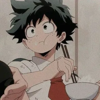 😟 84bc567b Izuku Midoriya My Hero Academia Anime, Chico, Comiendo, Feliz, Izuku Midoriya telegram sticker