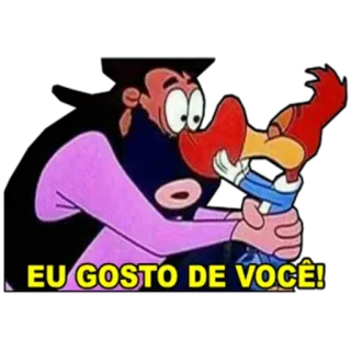 ❤️ 5be889e2 Woody Woodpecker EU GOSTO DE VOCÊ! cartone animato, Woody Woodpecker, mi piaci, amore, abbraccio whatsapp sticker