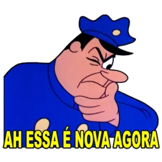 👮‍♂ 92884f72 AH ESSA É NOVA AGORA Cartone animato, Poliziotto, Infastidito, Uniforme, Espressione whatsapp sticker