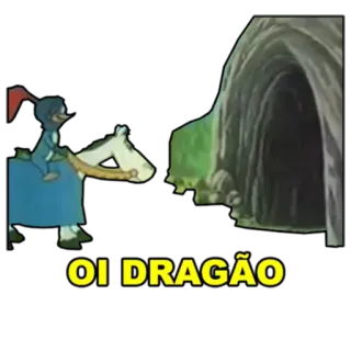 🦖 c89f9486 OI DRAGÃO drago, cartone animato, cavaliere, cavallo, saluto, Oi whatsapp sticker