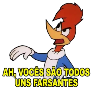 😡 cc69cdbd Woody Woodpecker AH, VOCÊS SÃO TODOS UNS FARSANTES Cartone animato, Woody Woodpecker, Insulto, Falsi, Arrabbiato, Indicando whatsapp sticker