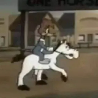 🐎 1b4b4208 ONE HORSE Cartoon, Pferd, Western, Stadt, Tier, Reiten telegram sticker
