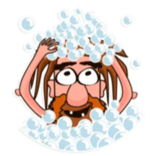 🛁 f71d9c7f cartone animato, doccia, bolla, uomo, barba telegram sticker