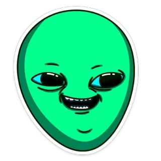 👽 707b7058 alien, green, cartoon, funny, meme, smiling, creature, space whatsapp sticker