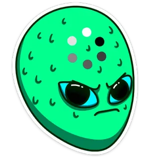 😰 8222dd82 cartoon, alien, angry, expression, green, character whatsapp sticker