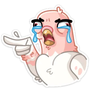 😭 17fe93ce 鸟, 卡通, 哭, 指, 悲伤, 情感 telegram sticker