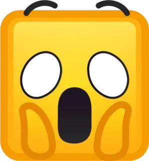 😱 055fe231 表情符号, 害怕, 震惊, 脸, 黄色, 方形 telegram sticker