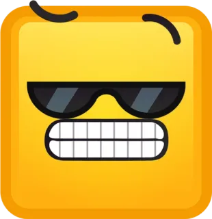 😎 b77179bc 表情符号, 太阳镜, 酷, 脸, 方形, 黄色 telegram sticker