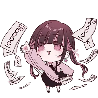 💌 376b39fc 100000 애니메이션 여자, 돈, 만화, 귀여운, 하트 telegram sticker