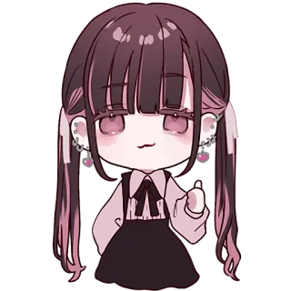 👍 915ad7ea 애니메이션 여자, 귀여운, 치비, 귀걸이, 양갈래, 제스처 telegram sticker