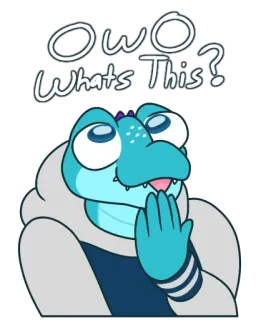 😙 078fa8c6 OwO Whats This? owo, wat is dit, kikker, furry, schattig, meme, hartverwarmend telegram sticker