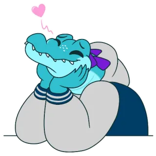😊 3d002182 krokodil, cartoon, schattig, liefde, dier, kawaii telegram sticker
