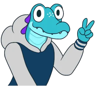 ✌️ 6b1f1331 Cartoon, Alligator, Dier, Vrede, Overwinning, Vriendelijk, Personage, Reptiel telegram sticker