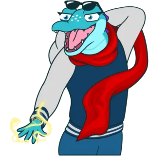 😈 6c971641 cartoon, reptiel, sjaal, energie, fantasie telegram sticker