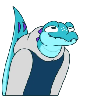 😊 dd21d799 hagedis, cartoon, reptiel, antropomorf, personage, glimlachend telegram sticker