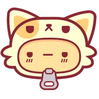 😒 94c18f55 Kreskówka, Zwierzę, Słodkie, Kawaii, Naklejka, Kot, Zamek błyskawiczny telegram sticker