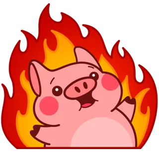 🔥 65317975 猪, 火, 燃烧, 可爱, 动物, 卡通 whatsapp sticker
