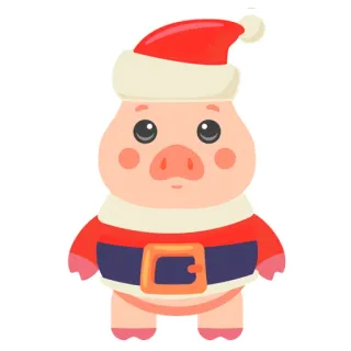 ☃ a0821384 cochon, animal, mignon, dessin animé, noël, père noël, fête, festif whatsapp sticker