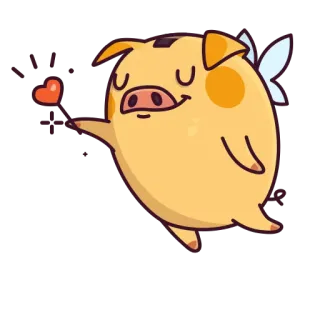 💘 19e45206 maiale, angelo, cuore, carino, cartone animato, adesivo telegram sticker