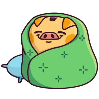 ☺️ 4e86c16e maiale, assonnato, coperta, carino, cartone animato, accogliente, animale telegram sticker