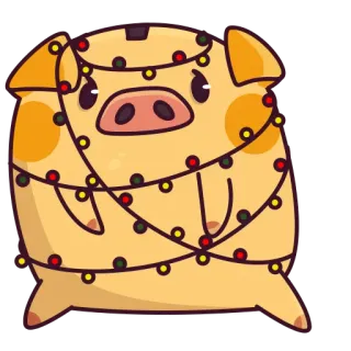 🎄 9ae62cd3 maiale, luci di Natale, festivo, animale, carino telegram sticker