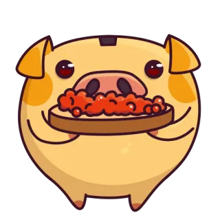 🍣 ea9686a4 maiale, cibo, caviale, panino, cartone animato, animale, carino, adesivo telegram sticker